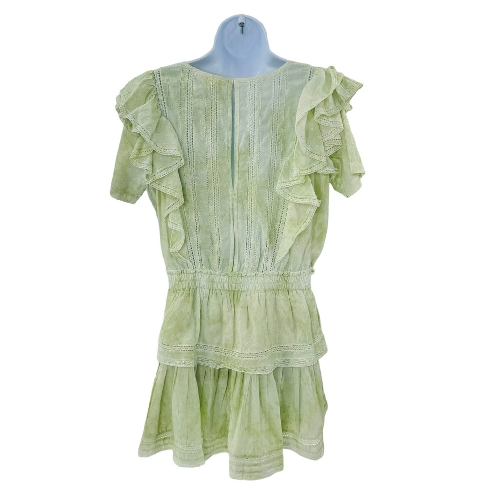 LoveShackFancy Natasha Green Lace Embroidered Tiered Ruffle Mini Dress Size L - Picture 8 of 12